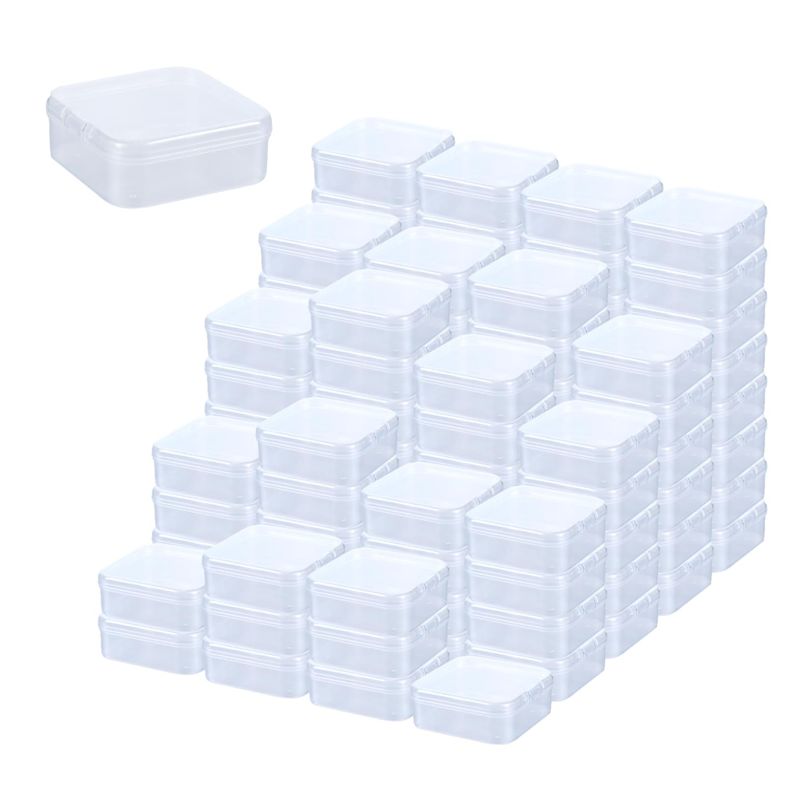 DIVINA VITAE 100 Pcs Clear Plastic Bead Storage Containers Box 2.1 x 0.8 Inch