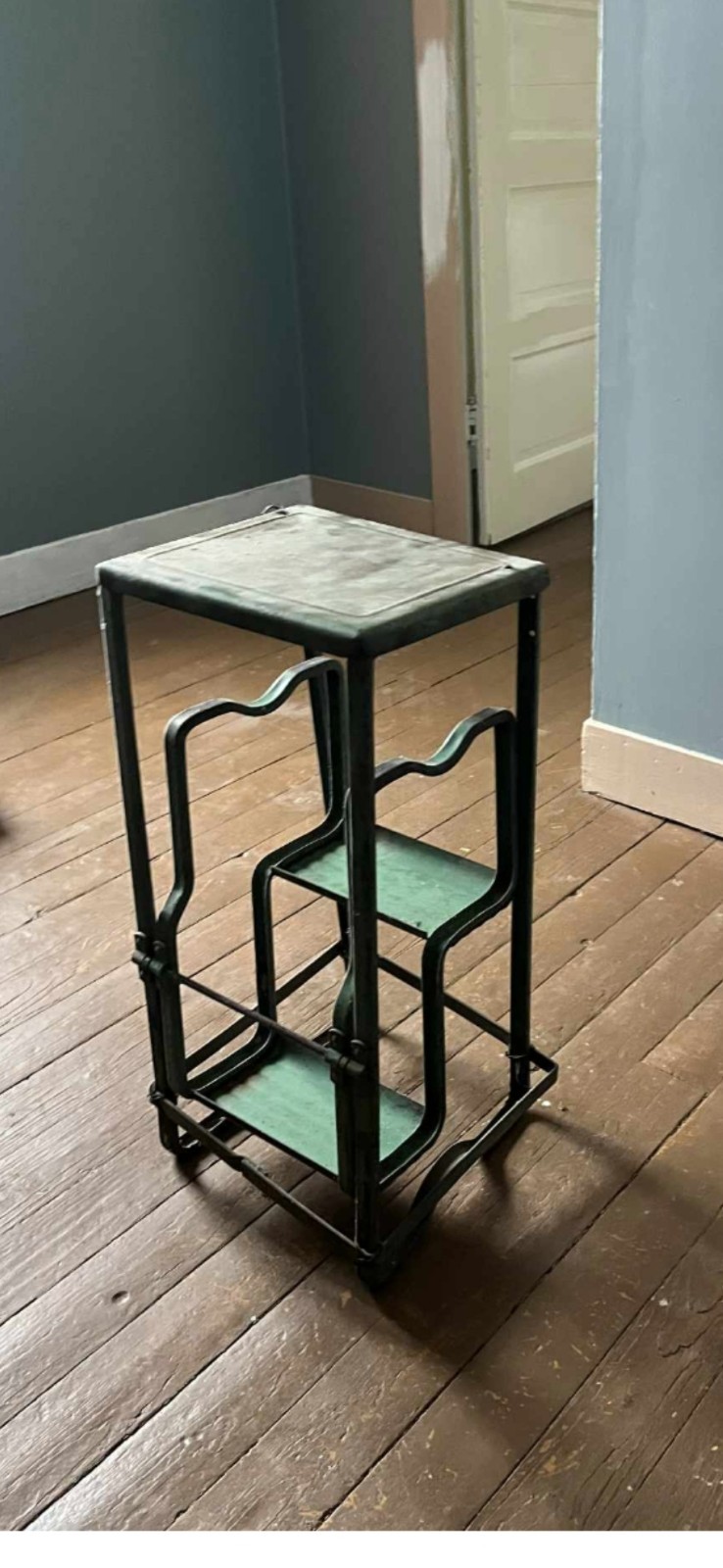 PRICE REDUCTION Vintage Early 1900s Pressed Steel Industrial Step Stool