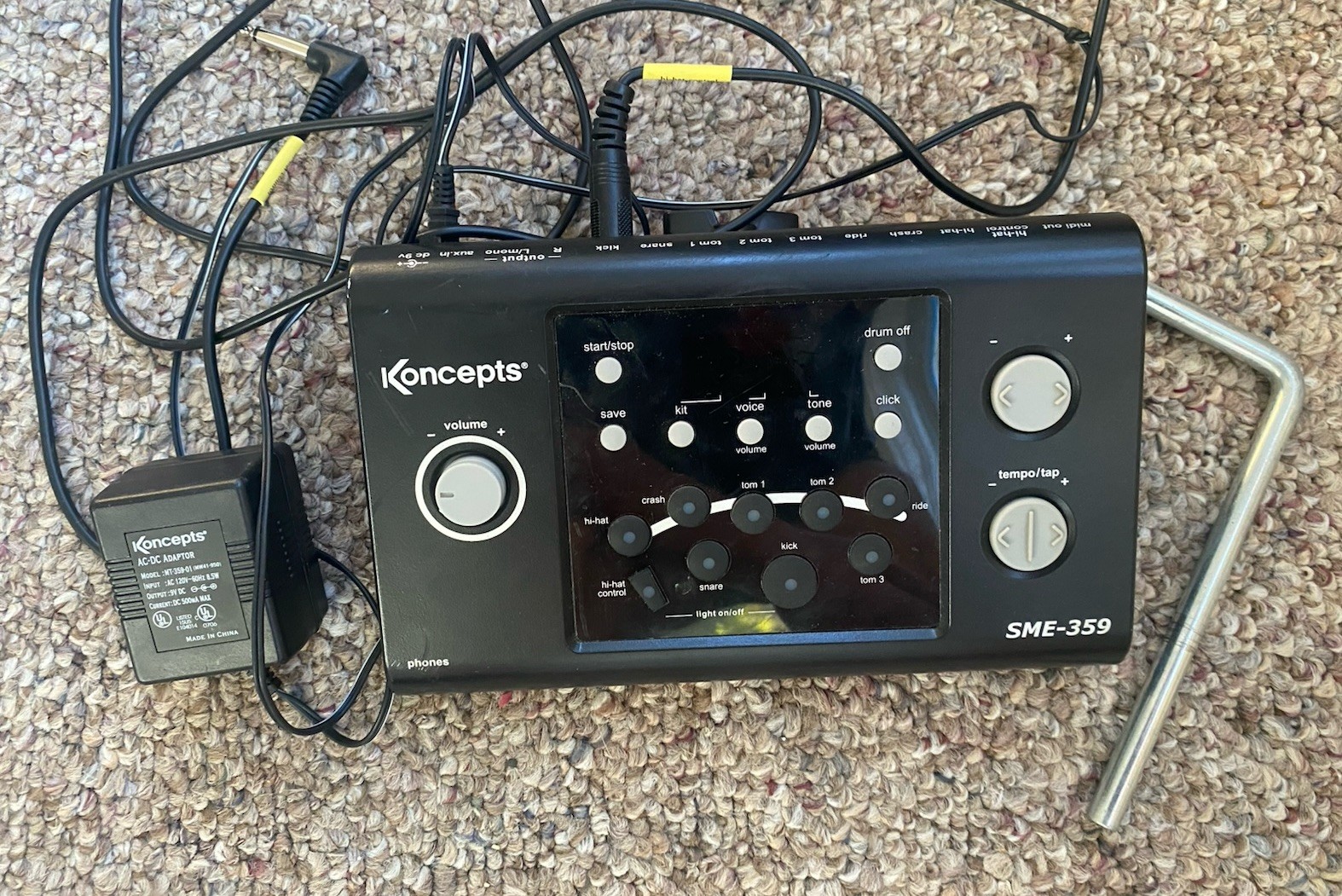 Koncepts SME-359 Drum Module/Brain with Genuine AC power adapter, works well