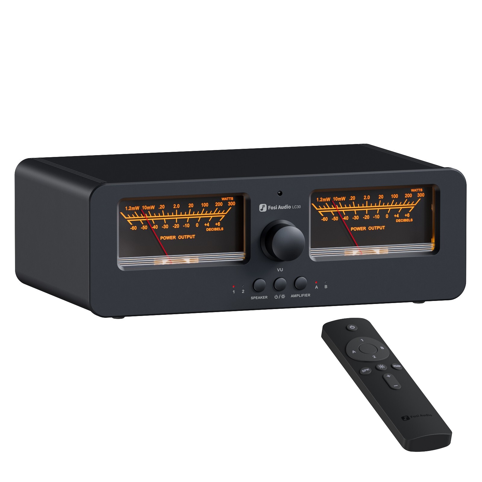 Fosi Audio LC30 Dual Analog Amplifier & Speaker Selector VU Meter dB Display