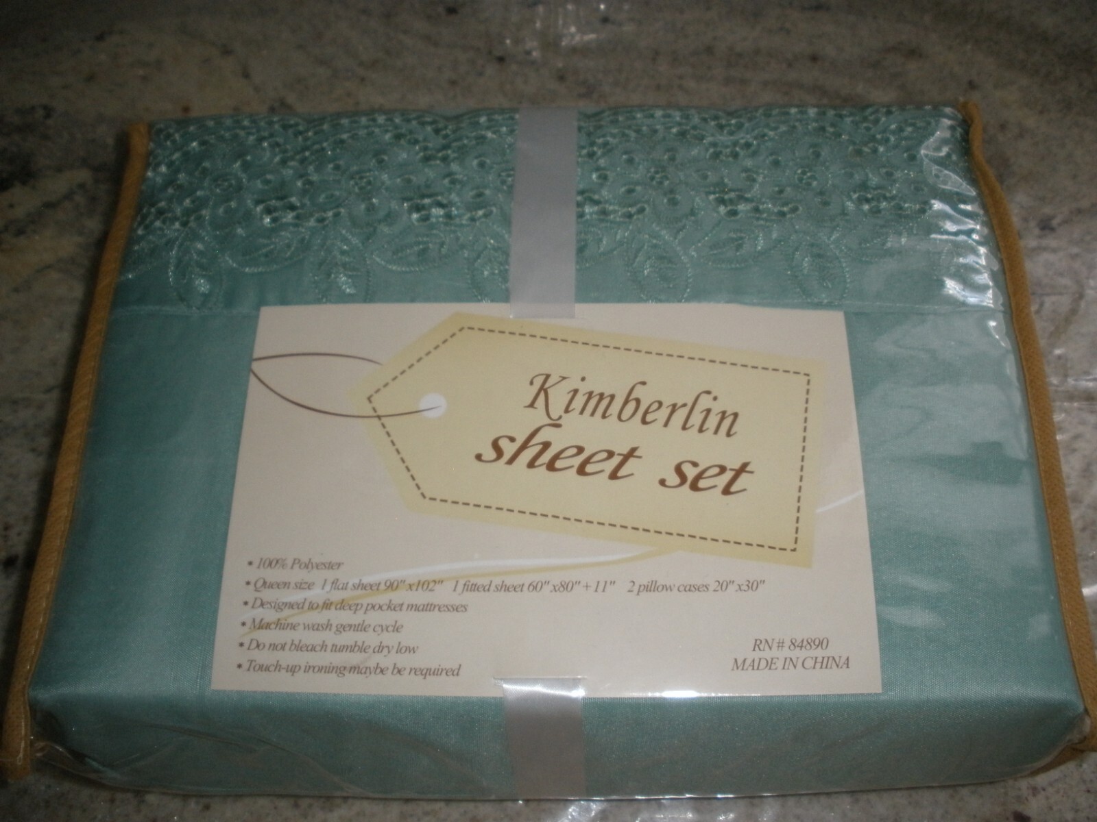 NEW Kimberlin Sheets Green Queen Size 4 Pieces Flat, Fitted, 2 Pillowcase (NSH16