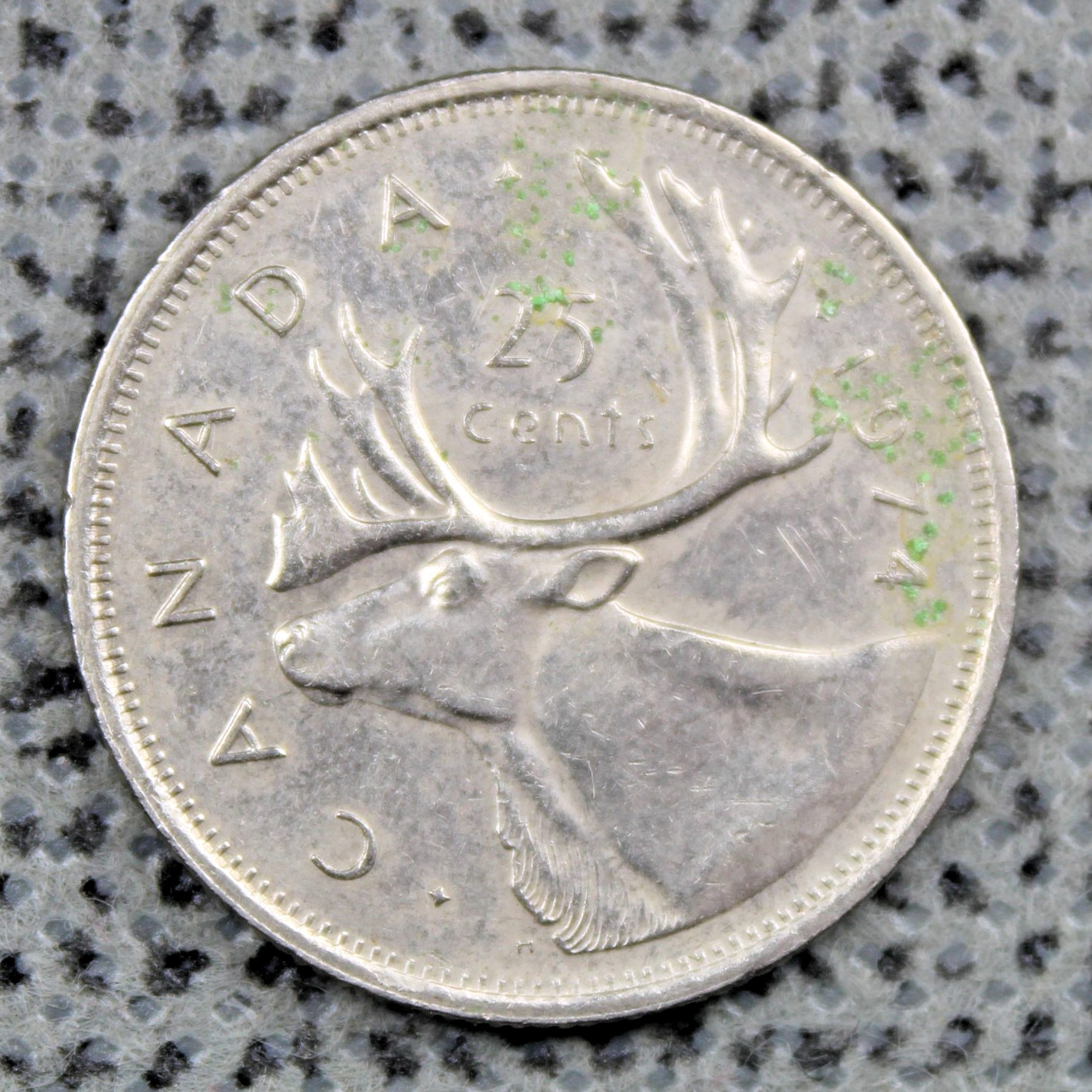 1974 Canada 25 Cents Quarter Caribou Reindeer Queen Elizabeth II Nickel ø 23.9mm