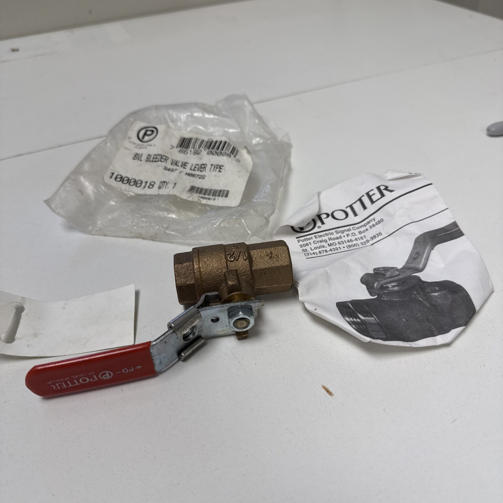 Potter Electric BVL Bleeder Valve Lever Type 1/2" 1000018