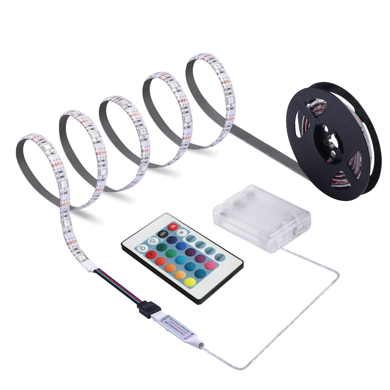 Battery Powered LED Strip Lights, 24-Keys Remote Controlled, DIY Indoor and Outd
