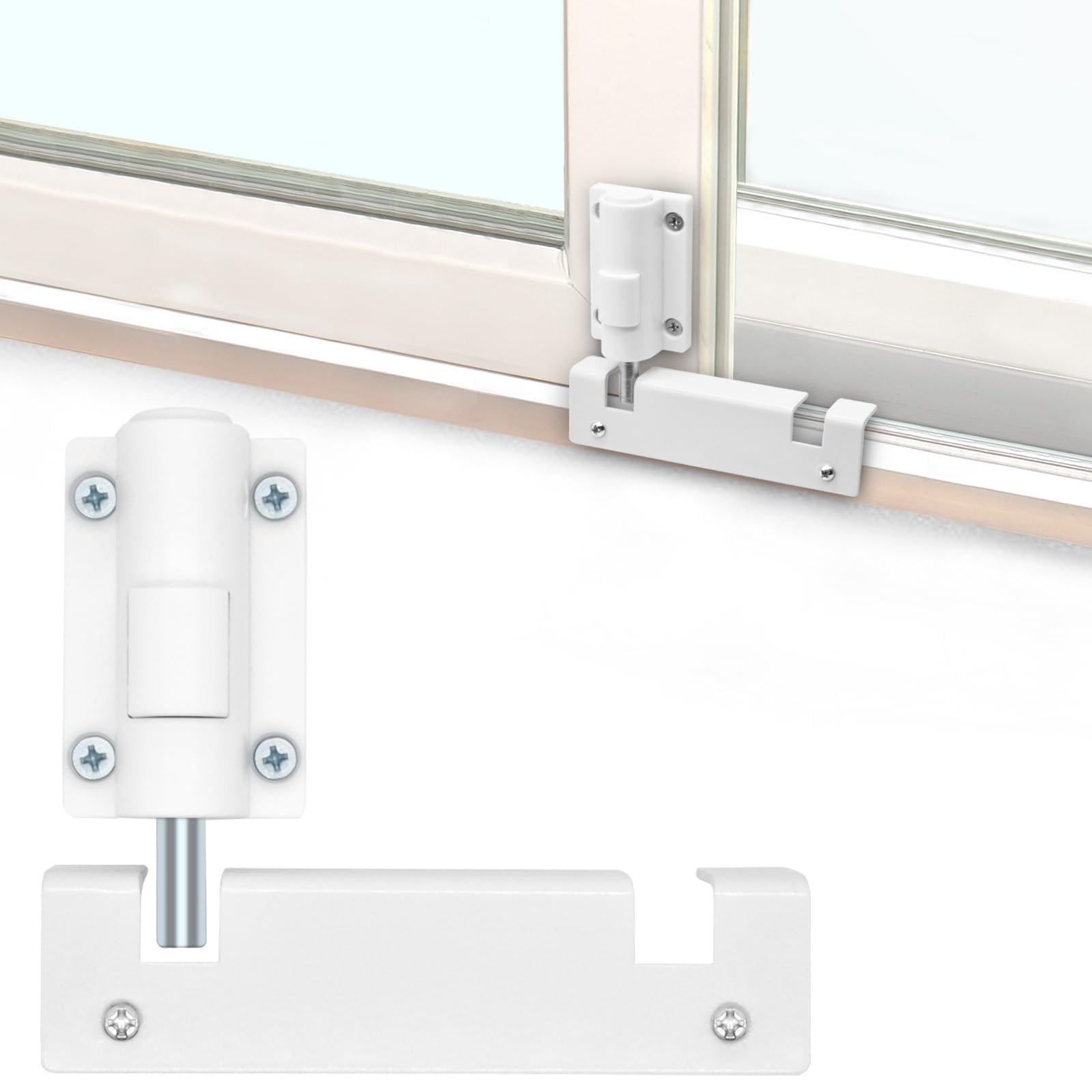 TPard Patio Sliding Glass Door Security Lock/Bolt, Rail-Childproof White