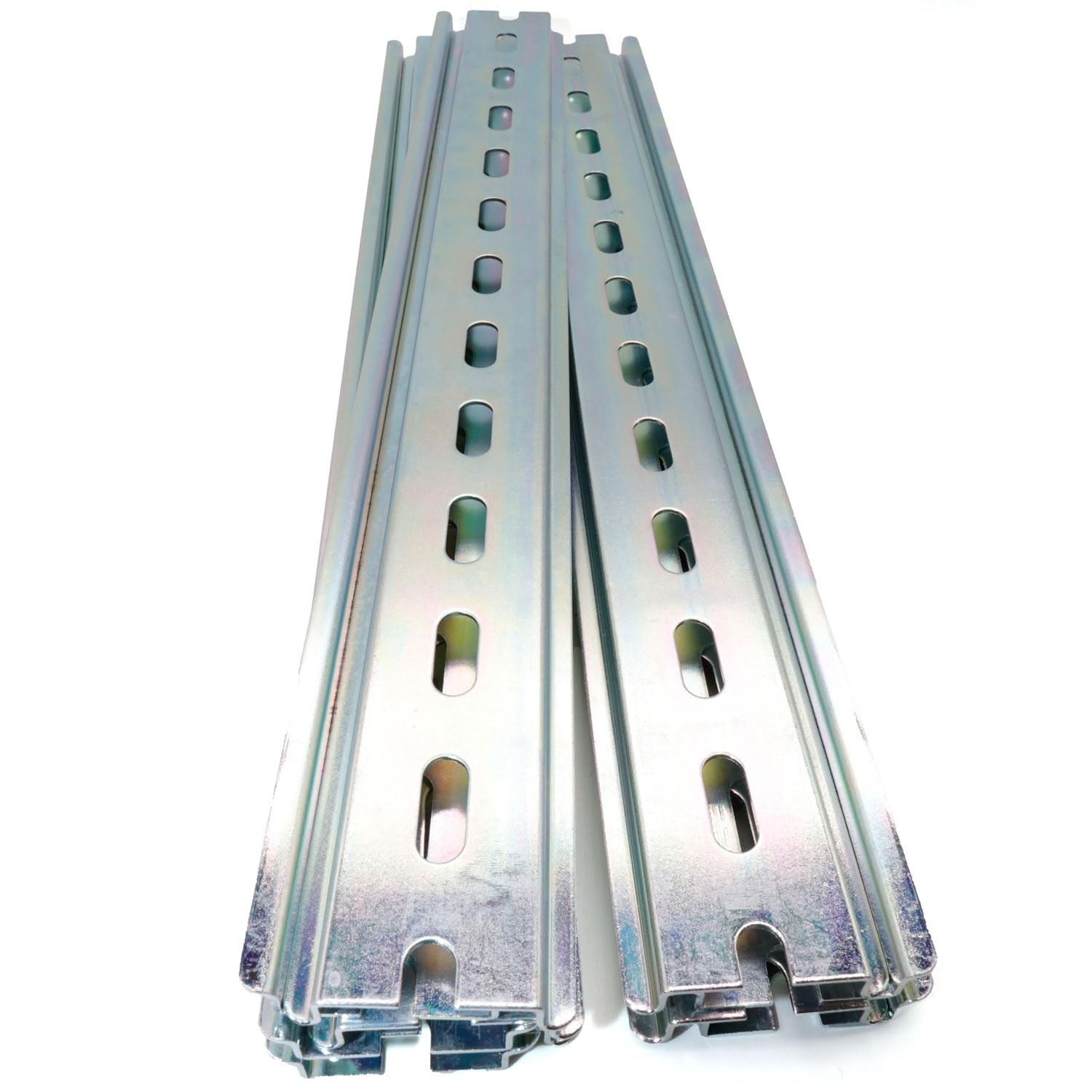 10 PCS TS35/7.5 Slotted DIN Rail 12 Inch Zinc Plated Steel Bracket 35mm Wide