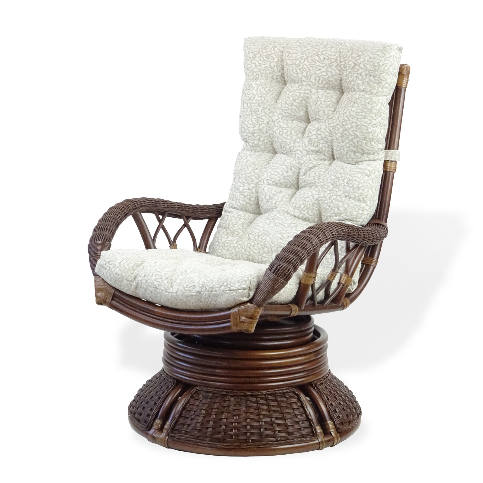 Set of 2 Alexa Swivel Rocking Armchairs Dark Walnut Color, Square Coffee Table