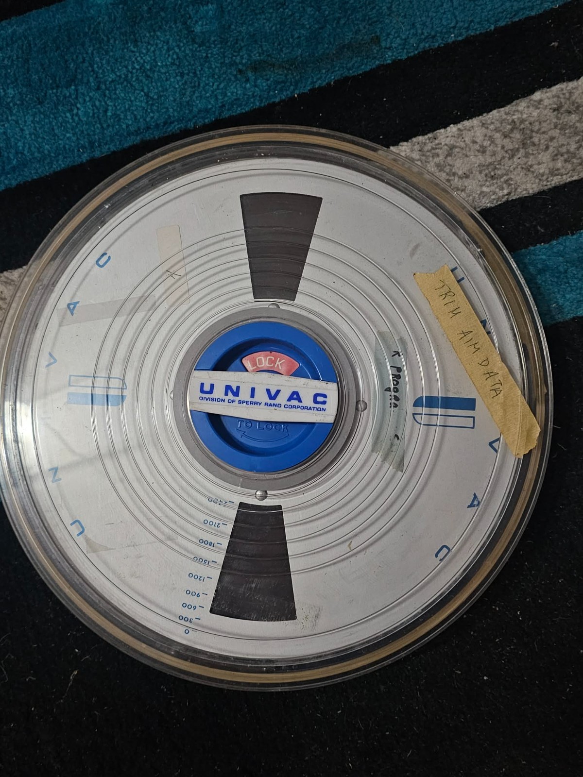 Vintage 1971 UNIVAC 9-Track Mainframe Tape Reel Syracuse TRIM AIM DATA R PROGRA