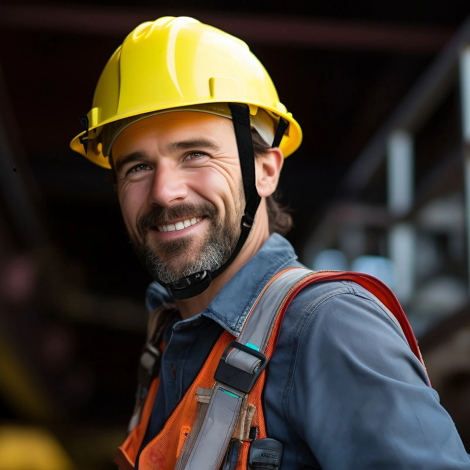 Hard Hat Chin Strap with Black Elastic Strap Adjustable Safety Universal Chin**