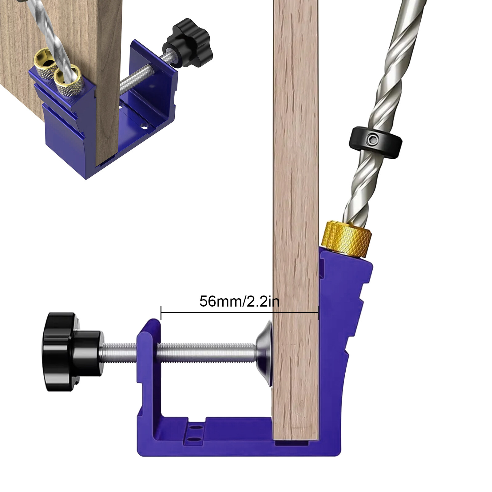 37Pocket Hole Jig Kit Carpentry Joinery Woodworking System Adjustable Depth Tool