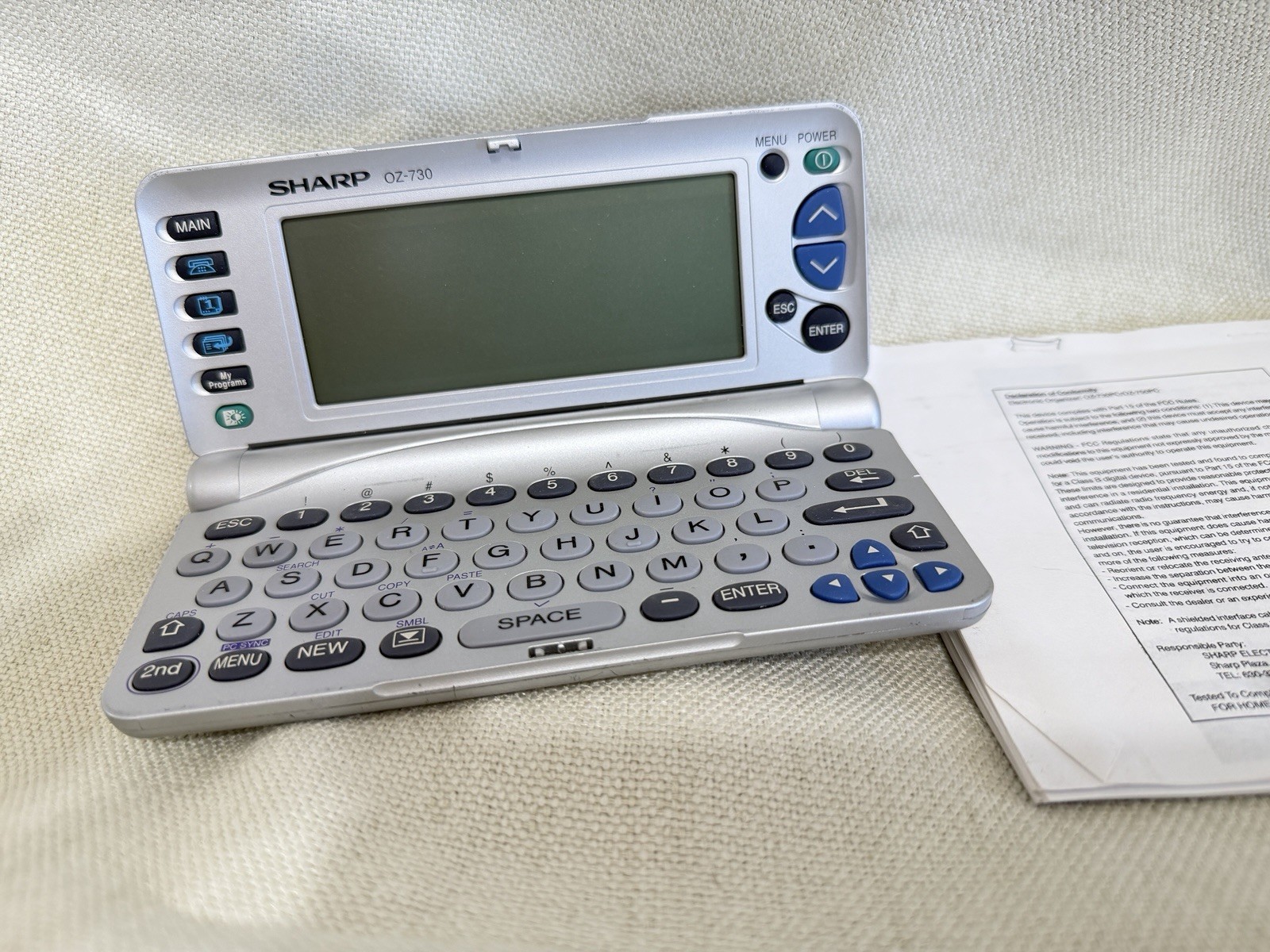 Sharp Wizard OZ-730 Electronic Organizer PDA w/ Manual Tested Missing LED Segmen