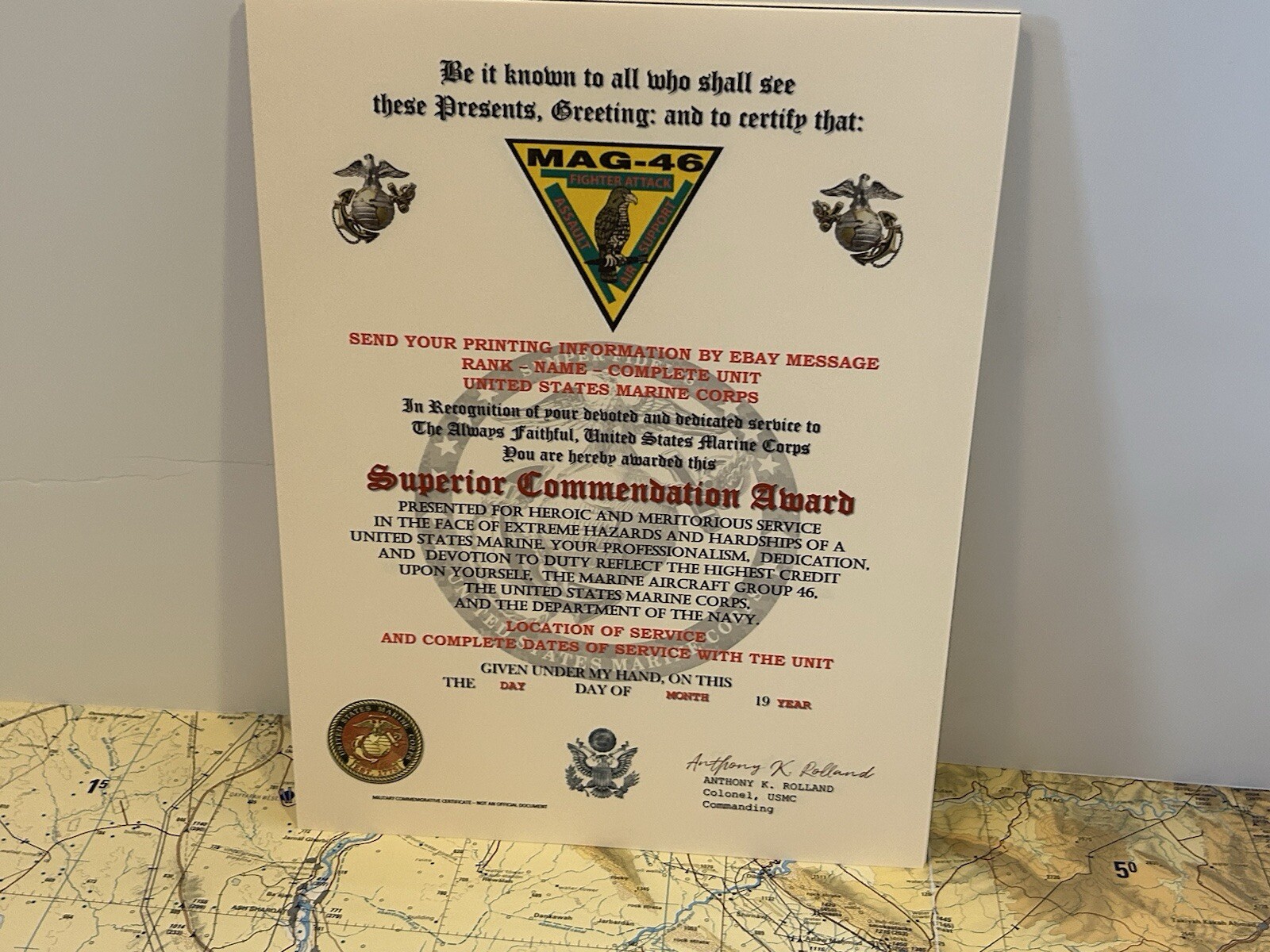 U.S.M.C. / MARINE AIRCRAFT GROUP 46 - SUPERIOR COMMENDATION AWARD