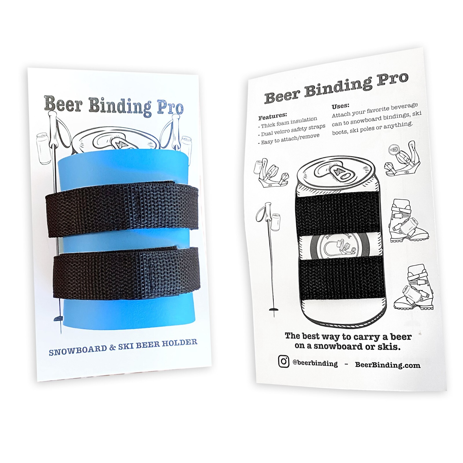 Snowboard & Ski Beer Can Holder - Beer Binding PRO (Black)