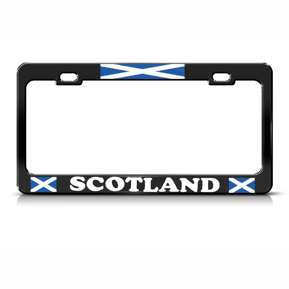 SCOTTISH SCOTLAND FLAG Heavy Duty Black Metal License Plate Frame Tag Border