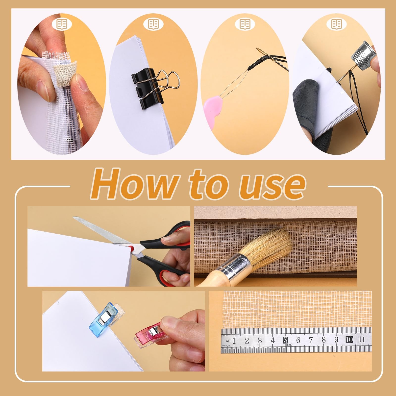 41 Pcs Book Binding Kits 3 Pcs Bone Folder Paper Creaser Paper Folding Tool B...