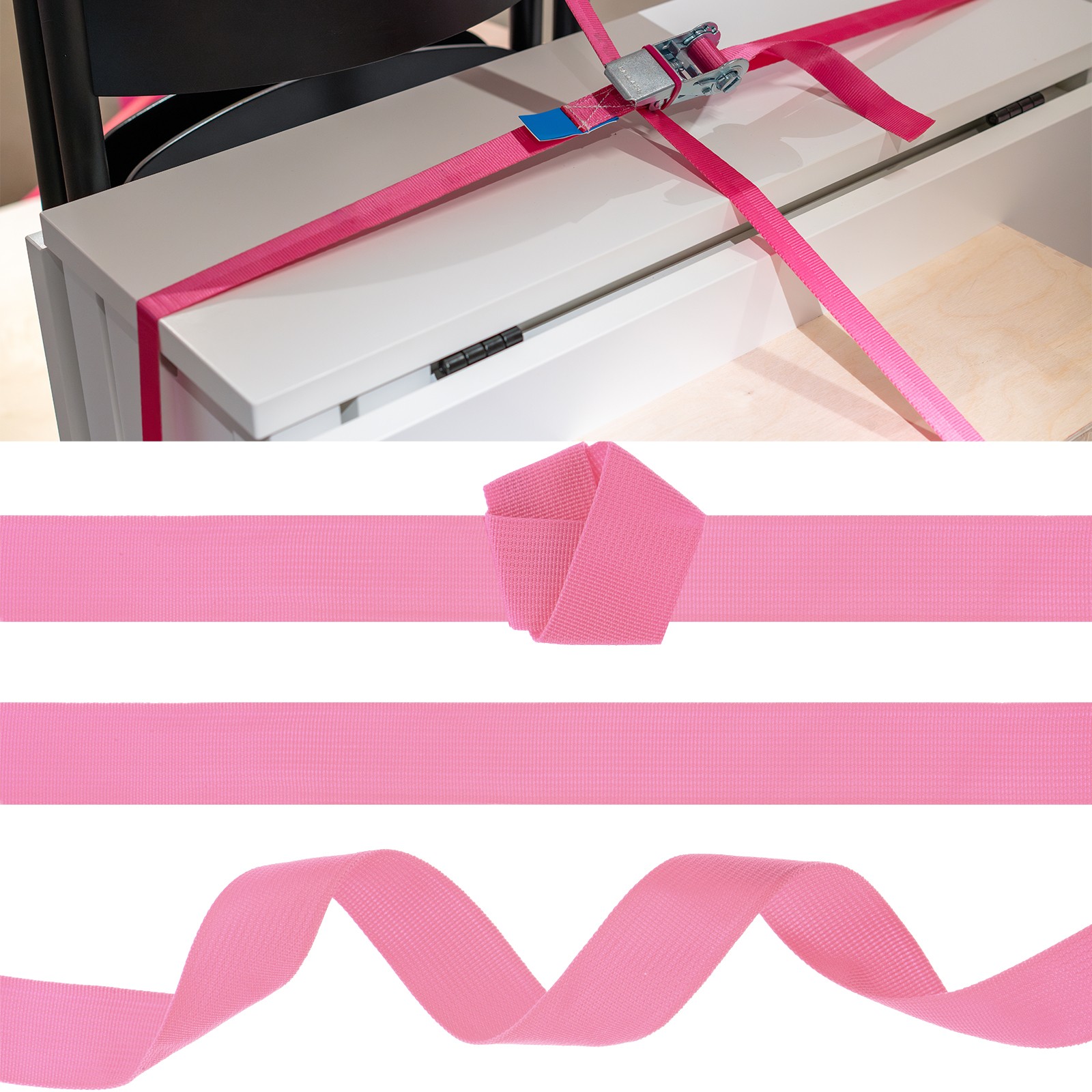 Nylon Webbing Strap 10 Yards 1" Polypropylene Lightweight Strap Pink