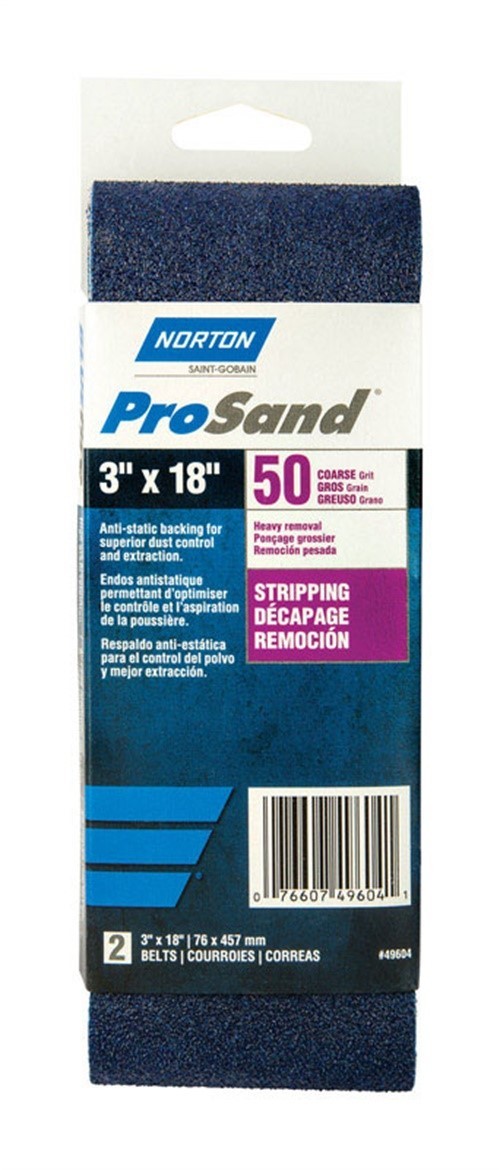Norton 7660702231 50-Grit ProSand Zirconia Alumina Sanding Belt 18 L x 3 W in.