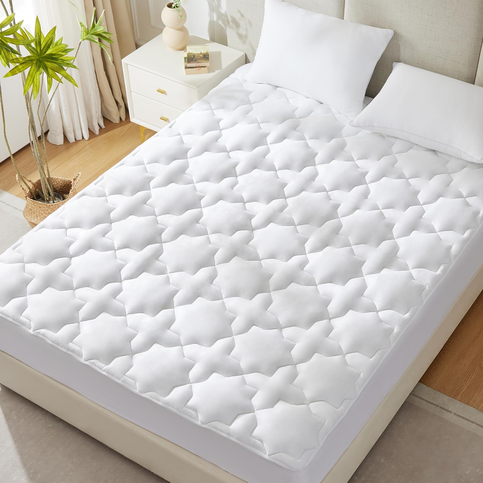 CozyLux California King Mattress Pad - (72x84 inches), White