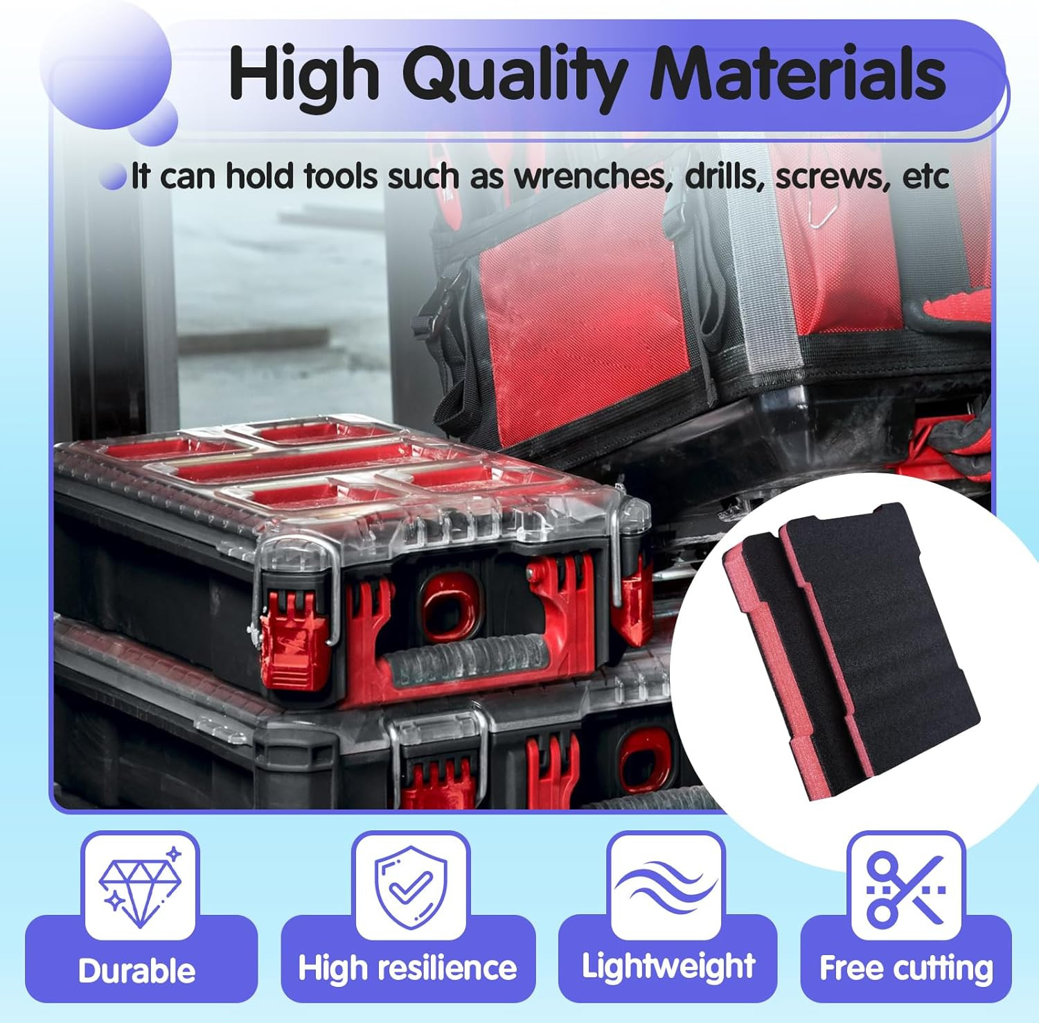 2 PCS 48-22-8435 Tool Box Foam Compatible with Milwaukee Packout Foam Insert, fo