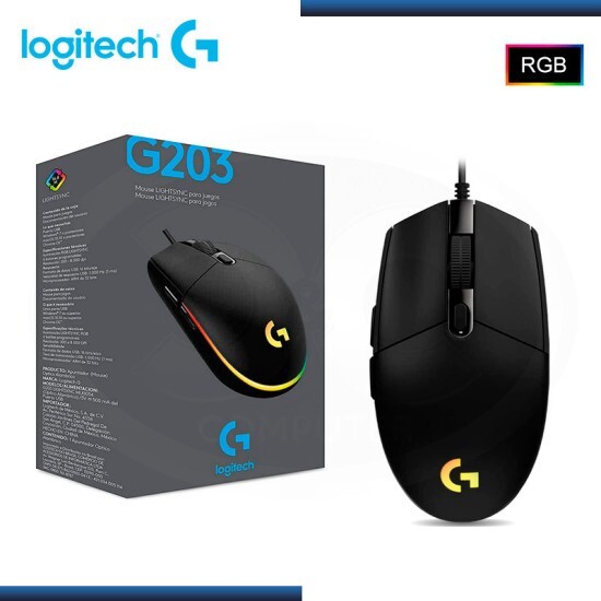 Logitech G203 LightSync  Wired Gaming Mouse--Black