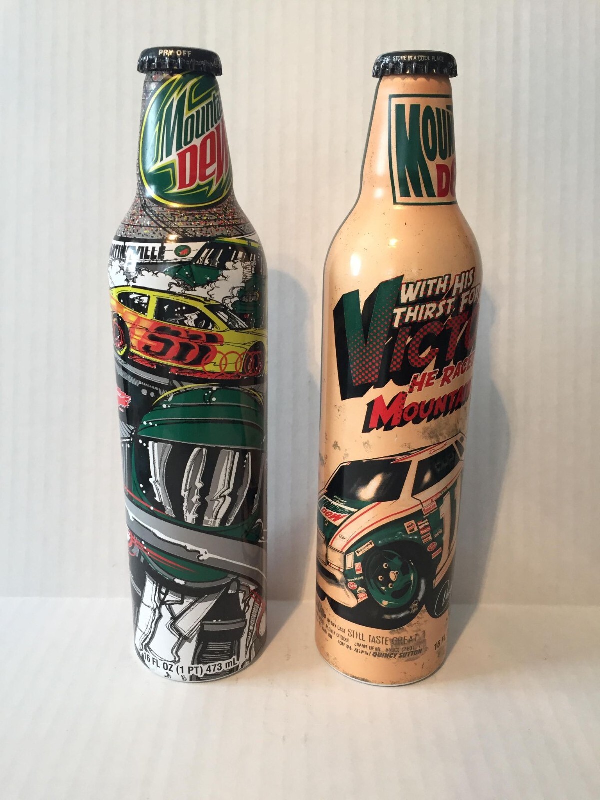 Lot Of 2 Collectable Mountain Dew Aluminum Bottles Unopened Nascar.brand New...