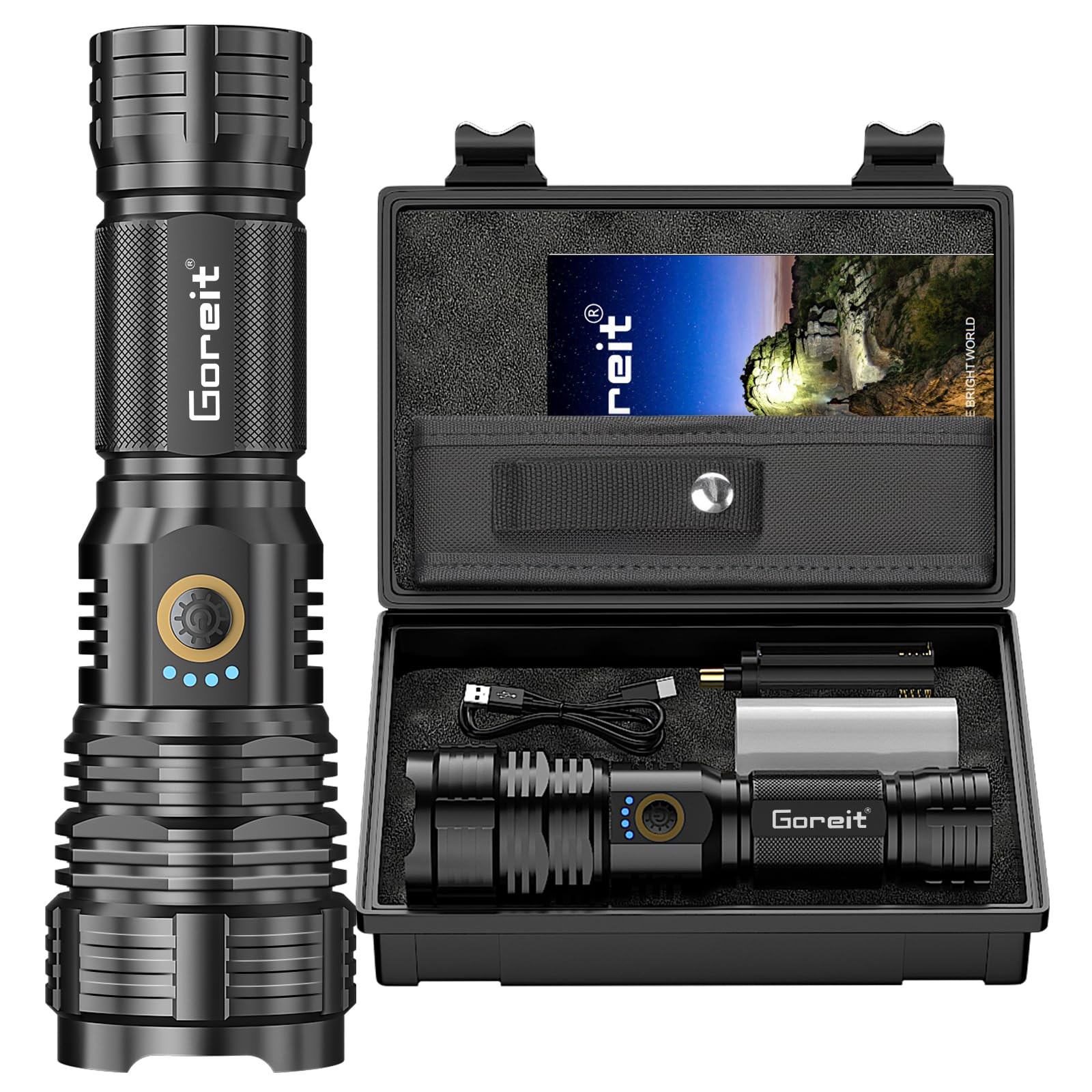 Flashlights LED High Lumens Rechargeable, 20,000 Lumens XHP70.2 Super Bright ...