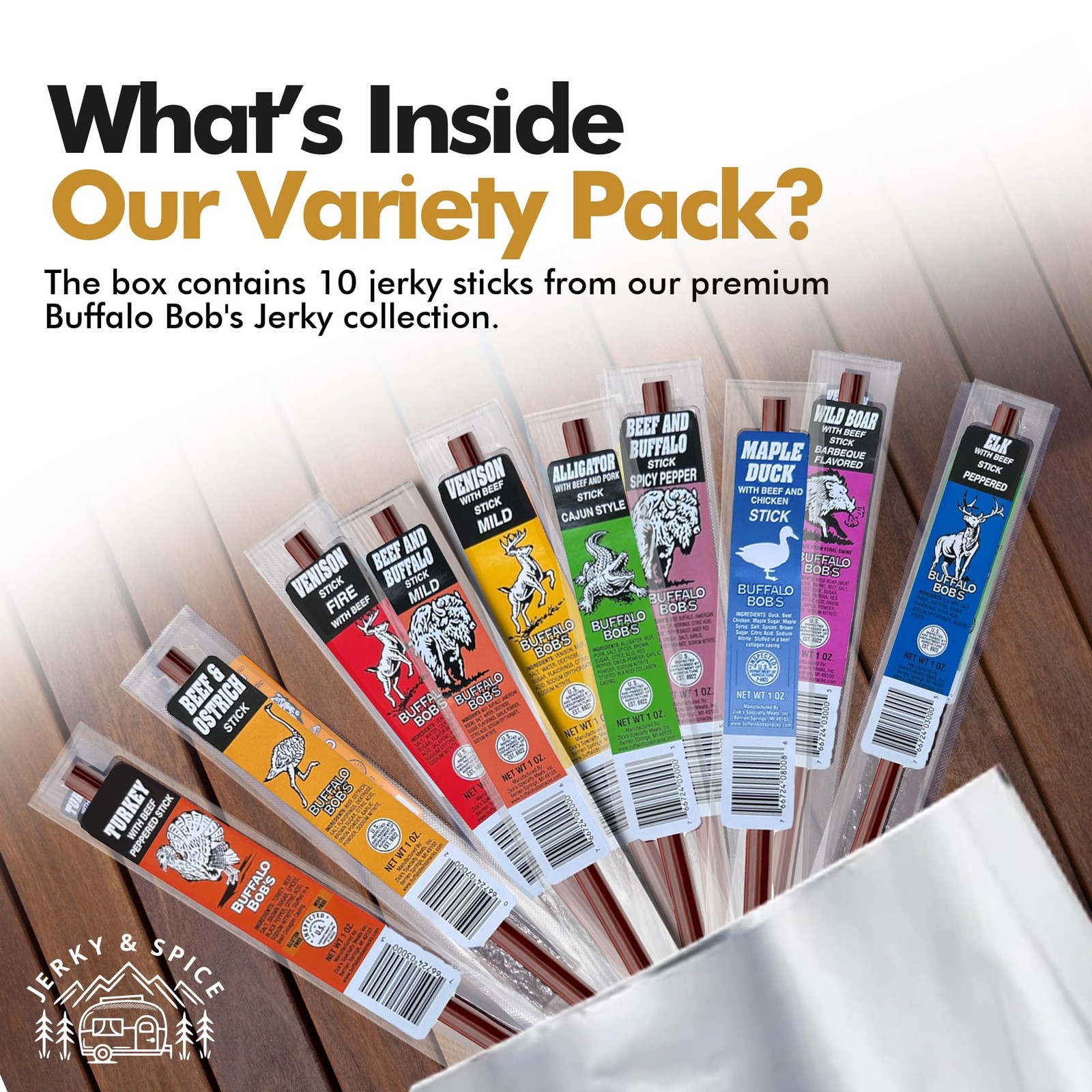 Wild Game Exotic Meat Sticks (10-Pack) | Ultimate Beef Jerky | Savory Snacks ...