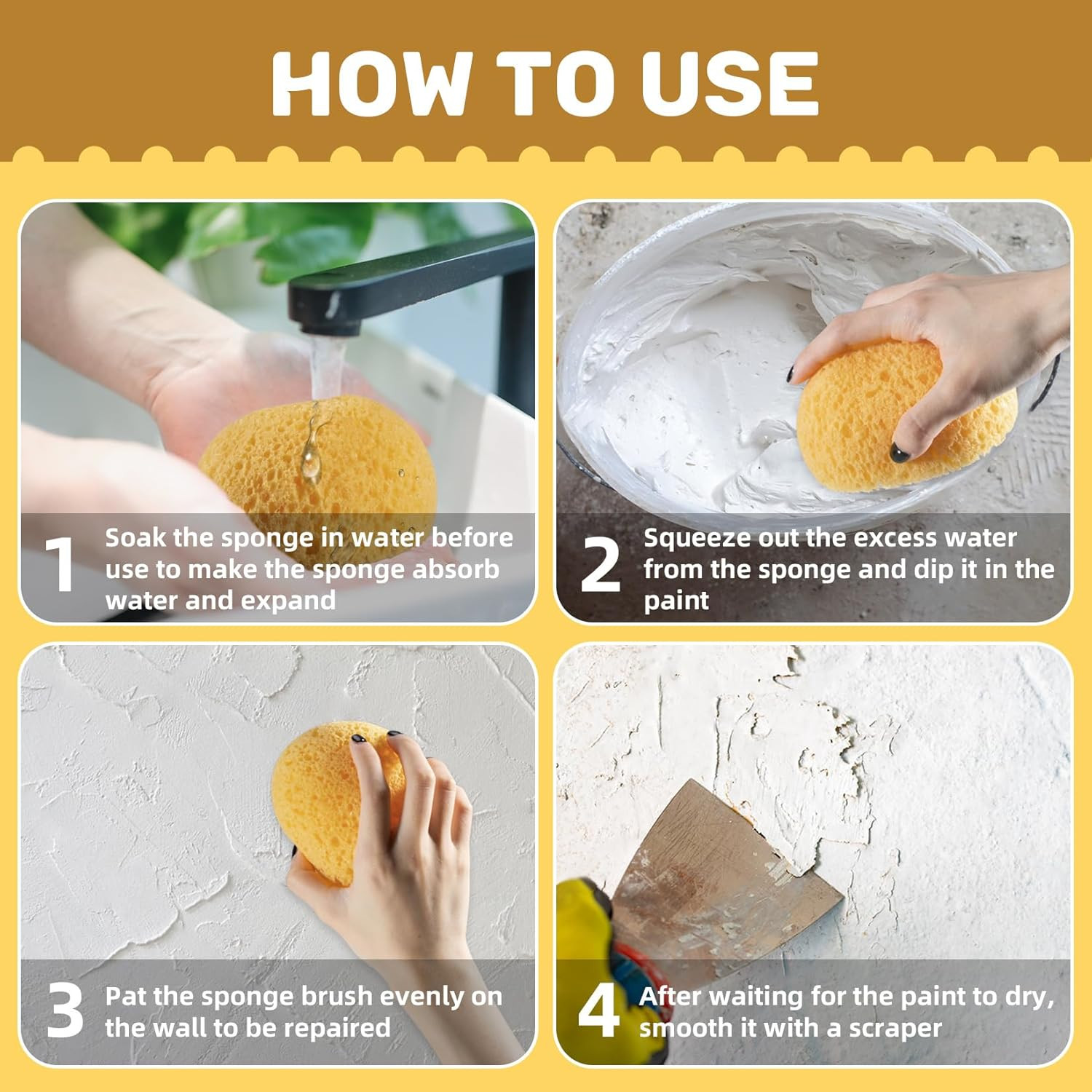 2PCS Knockdown Texture Sponge - Drywall Repair Texture Spray Drywall Texture ...