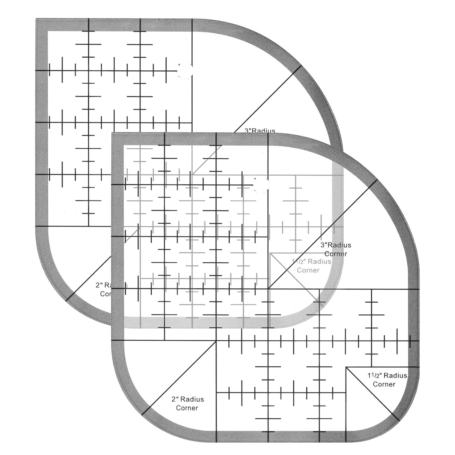 2 PCS Quilting Templates, Curved Corner Cutter Quilt Ruler, Acrylic Curved Corne
