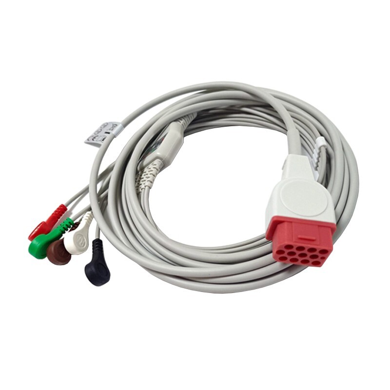 12pin ECG Leadwire Patient Cable 5-Leads Snap Compatible With Bionet BM5