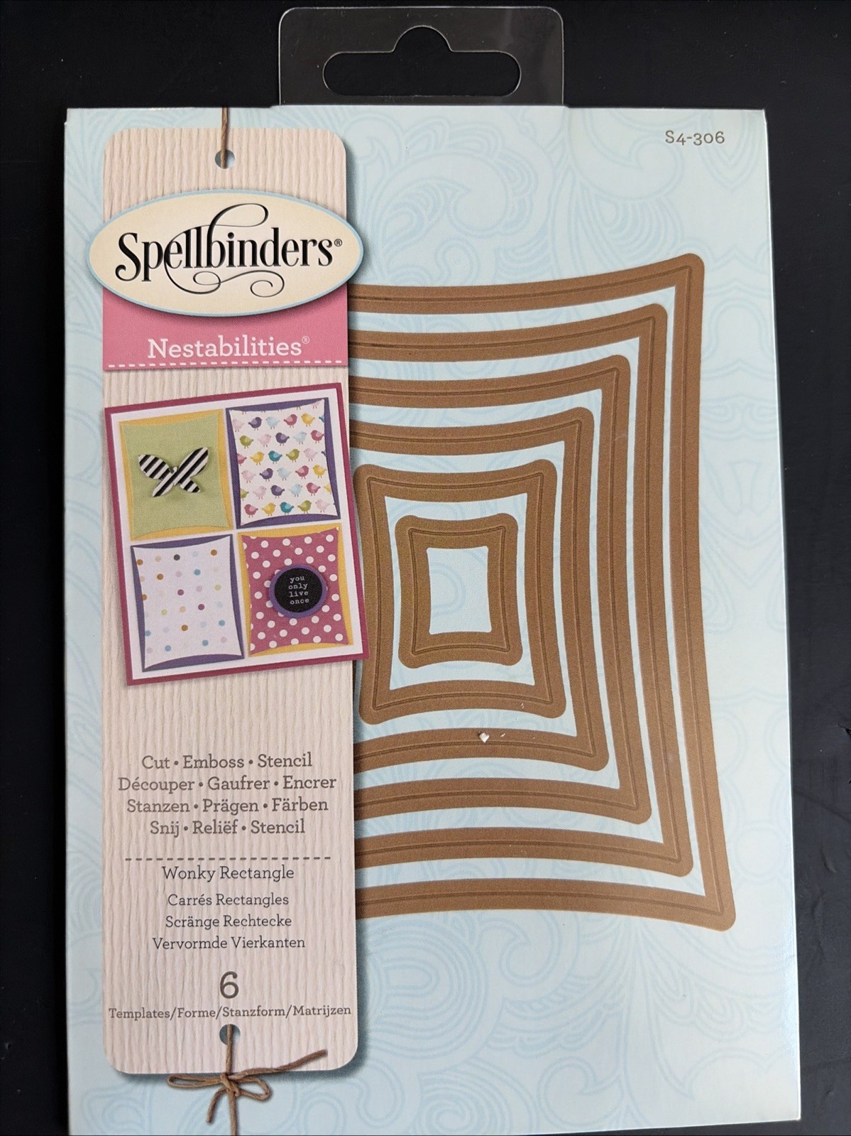 Spellbinders Nestabilities Wonky Rectangle Cut Emboss Stencil Set of 6