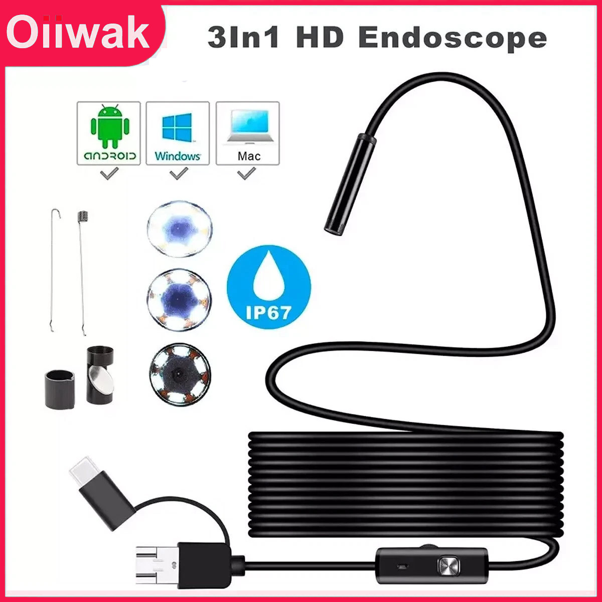 1M USB Snake Endoscope Borescope HD Inspection Camera Scope for Android