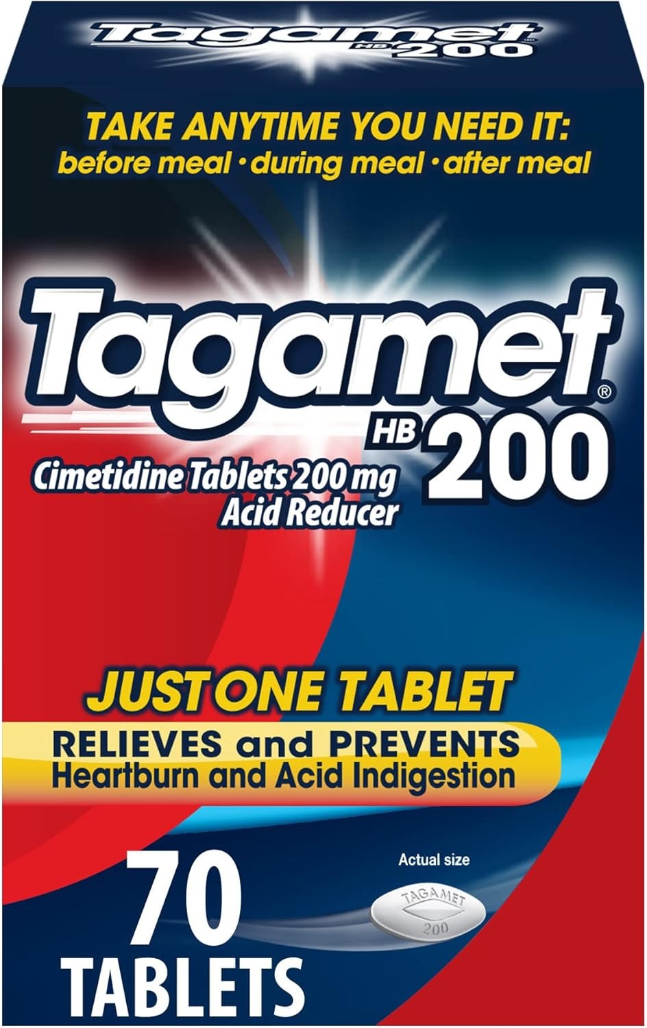 Tagamet HB 200 mg Cimetidine Acid Reducer and Heartburn 70 Count (Pack of 1)