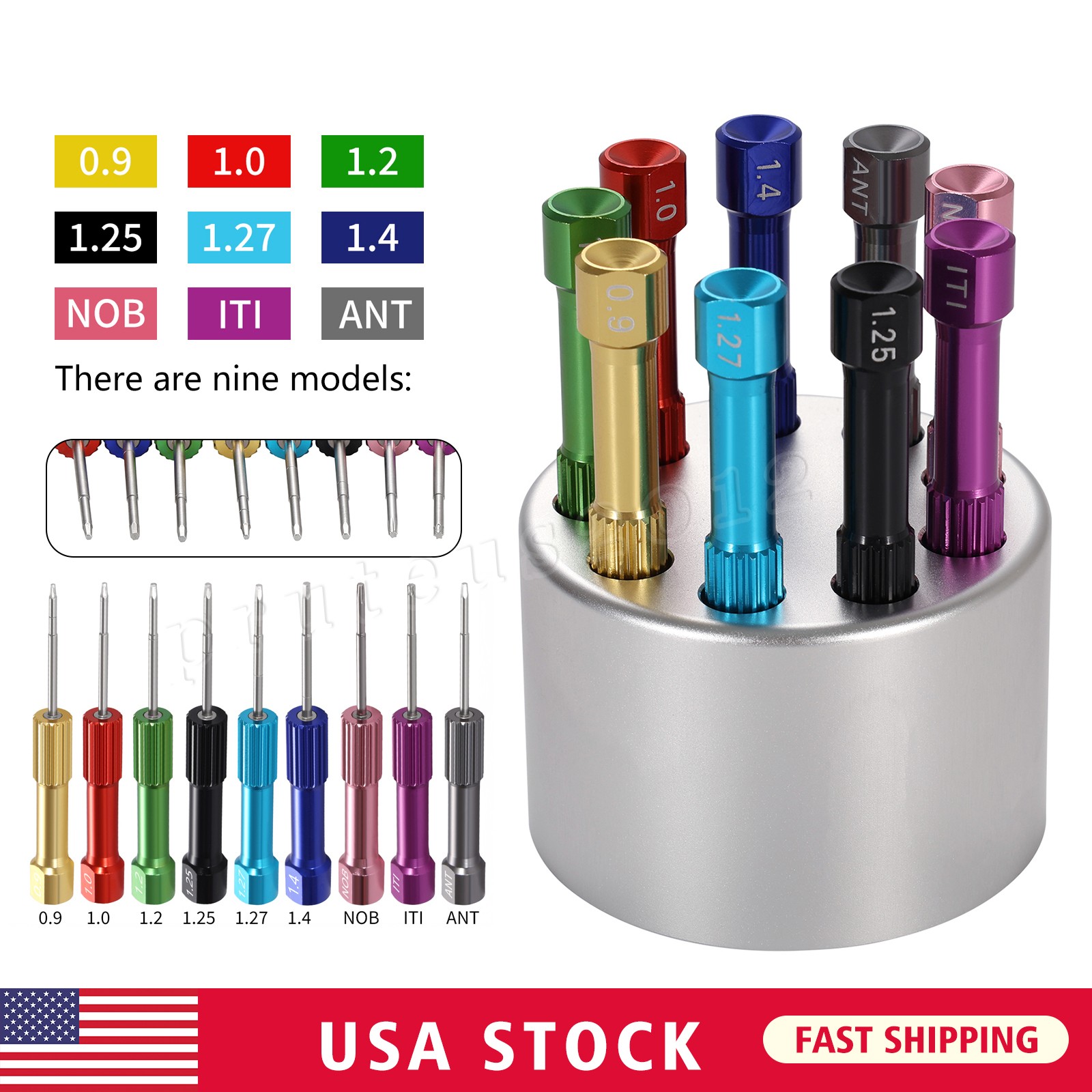 Implant Pro Dental Implant Screwdriver Kit with Set of 9 Drivers and Base Holder