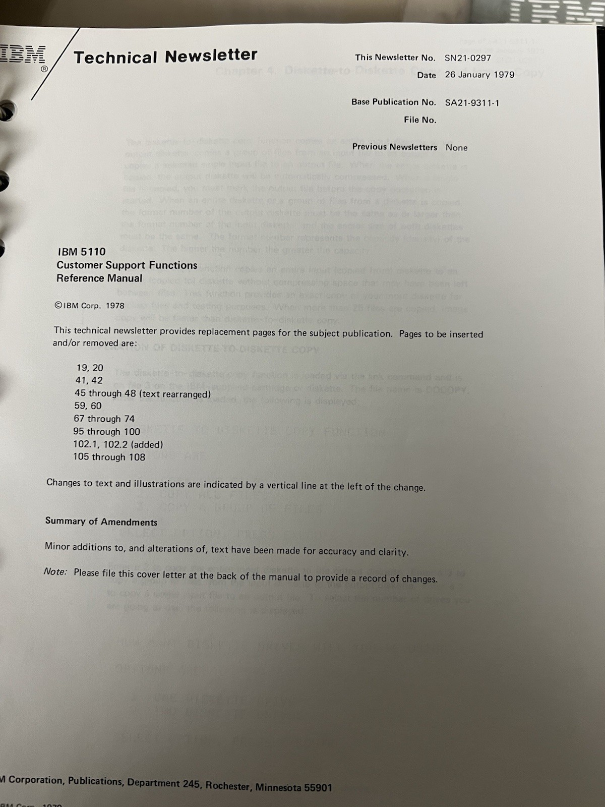 IBM 5120 1st Edition Site Prep + 5110 Support Manuals