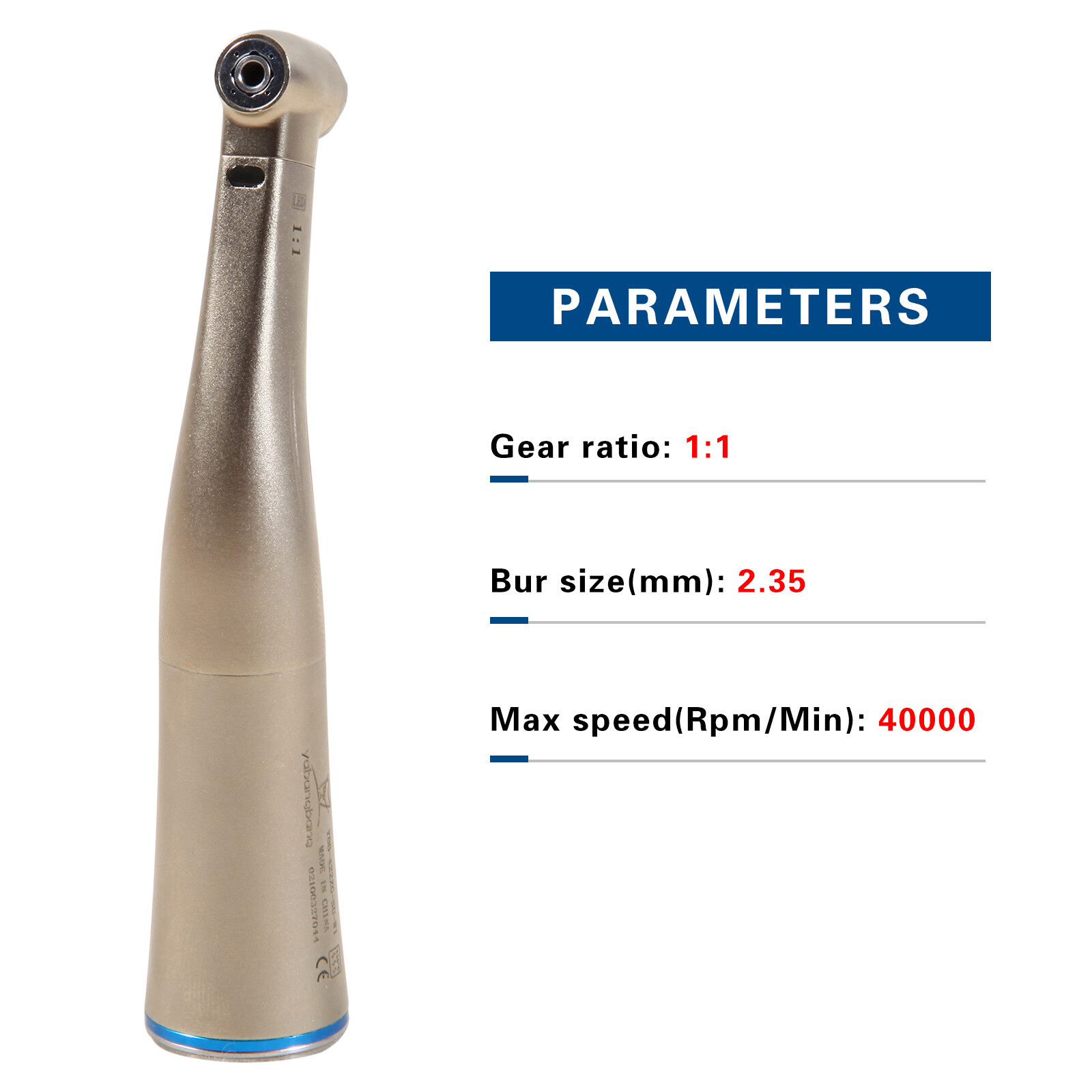 Dental 1:1 LED Fiber Optic Contra Angle Handpiece Fit NSK E-type Internal YQ