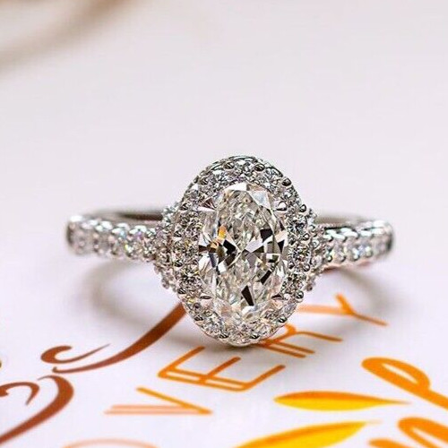 Thin Valentine Gifts For Women Silver Plated Beautiful Proposal Ring 2.25 CT CZ