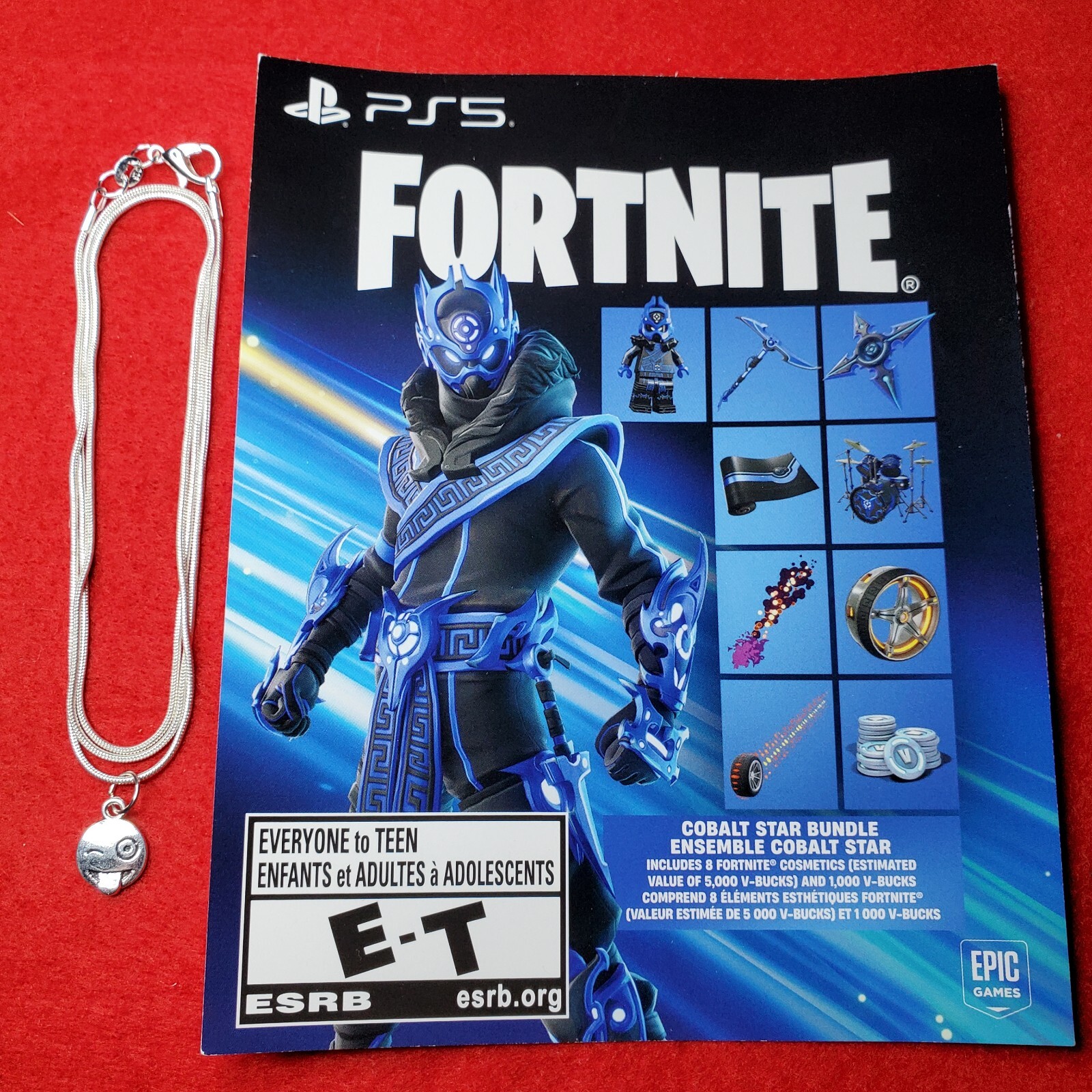 PS5 Fortnite Cobalt Star Bundle Code (Unscratched) + FREE Emoji Pendant & Chain!