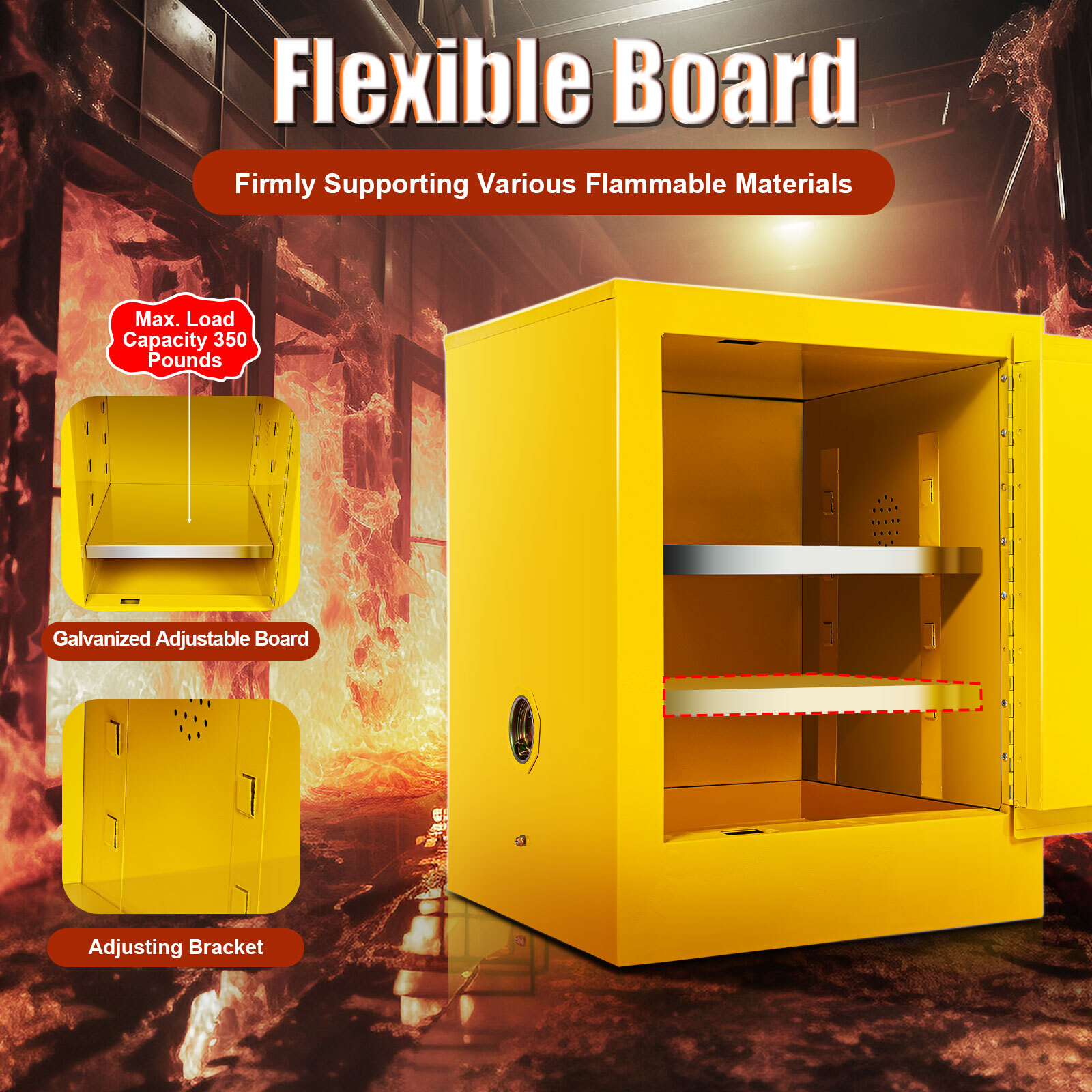 4Gallon Fireproof Safety Storage Welded Cabinet Bin Flammable Liquid Storage