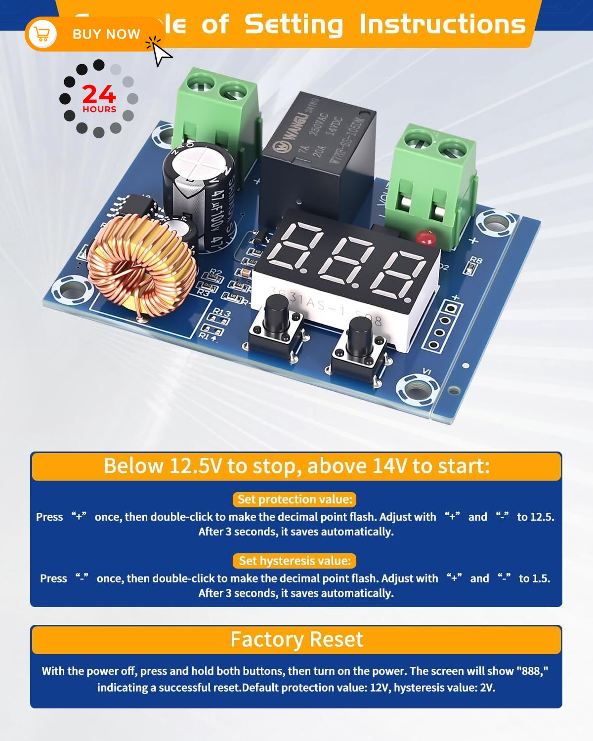 LYLANMO 2PCS DC Voltage Protection Digital Low Protector blue