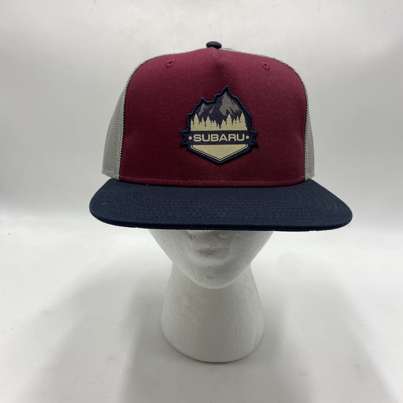 Genuine Subaru Logo Recycled Mountains Cap Hat STi Forester Red Burgandy Mesh