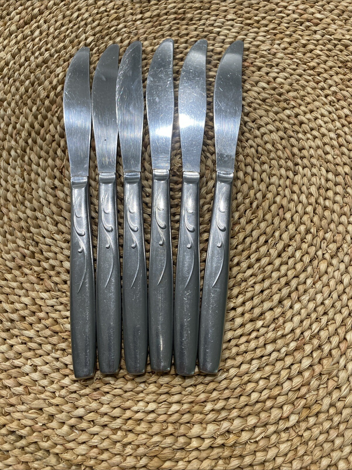 6 ISCO International Silver USA Dinner Knives Flatware
