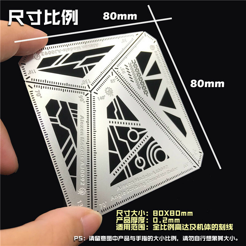 Angle Measurement Scribing Template Ruler Model Building Tools 4in1