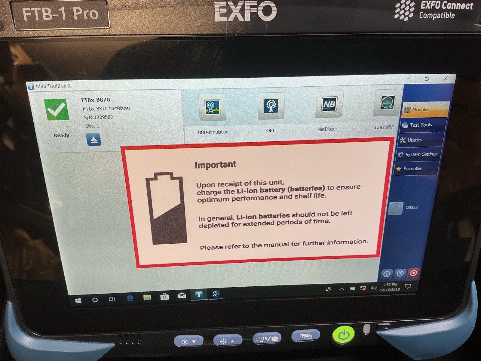 Exfo FTB-1v2 Pro & FTBx-8870 Power Blazer 10G Multiservice Test Module