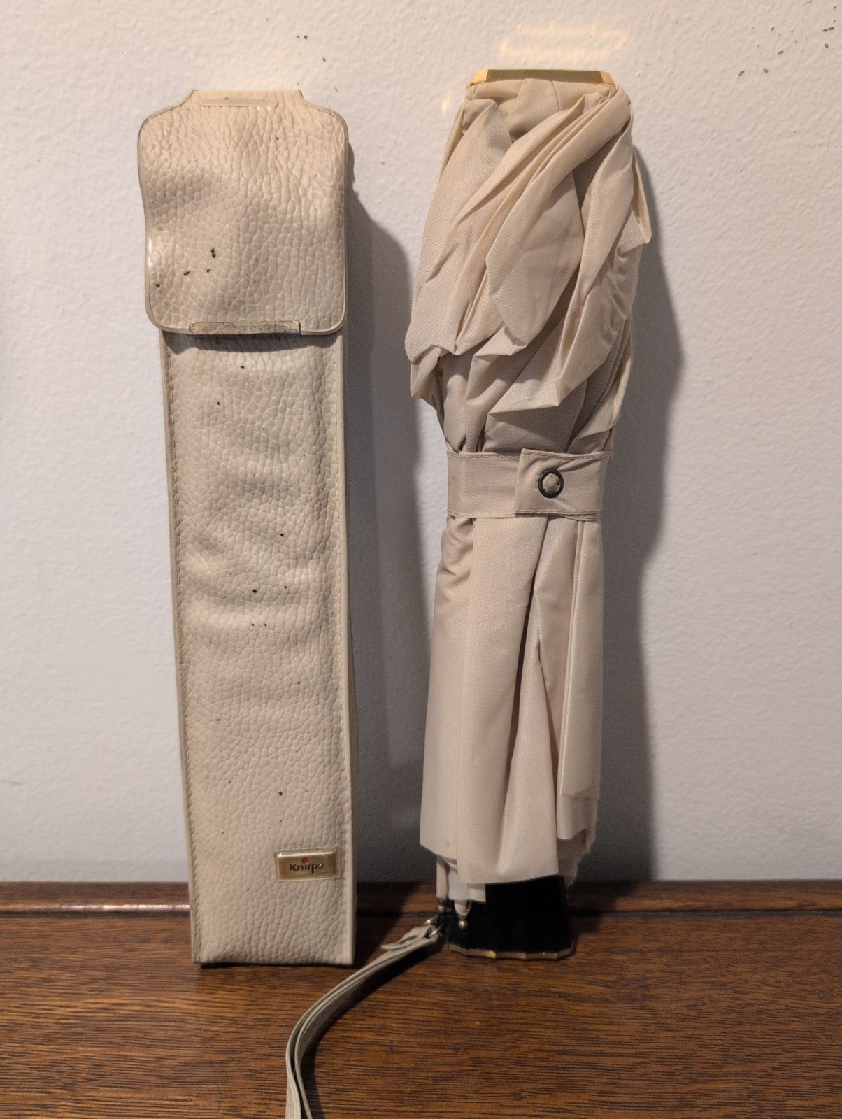 Vintage KNIRPS Folding Umbrella With Leather Case