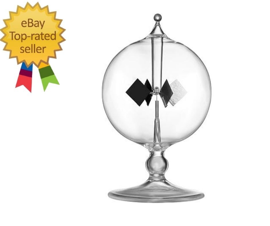 Clear Solar Power Crookes Radiometer Sun Light Energy Glass Windmill Spinning Va
