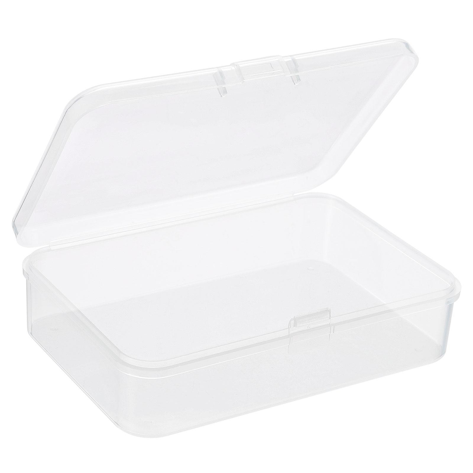 4pcs Clear Storage Container w Hinged Lid 95x65x25mm Plastic Rectangular Box