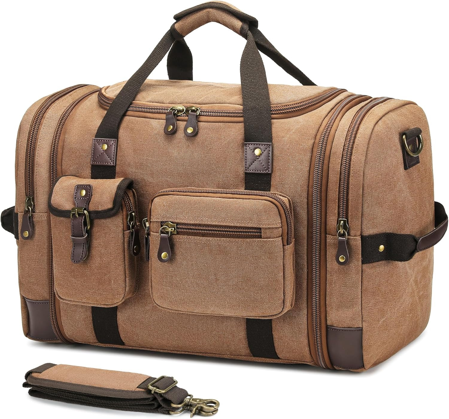 55L Canvas Duffle Bag Travel Weekender Overnight Vintage Carry On Men Women