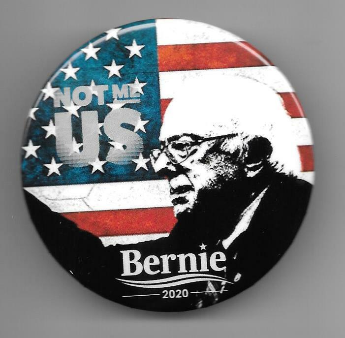 Bernie 2020 American Flag pinback button pin