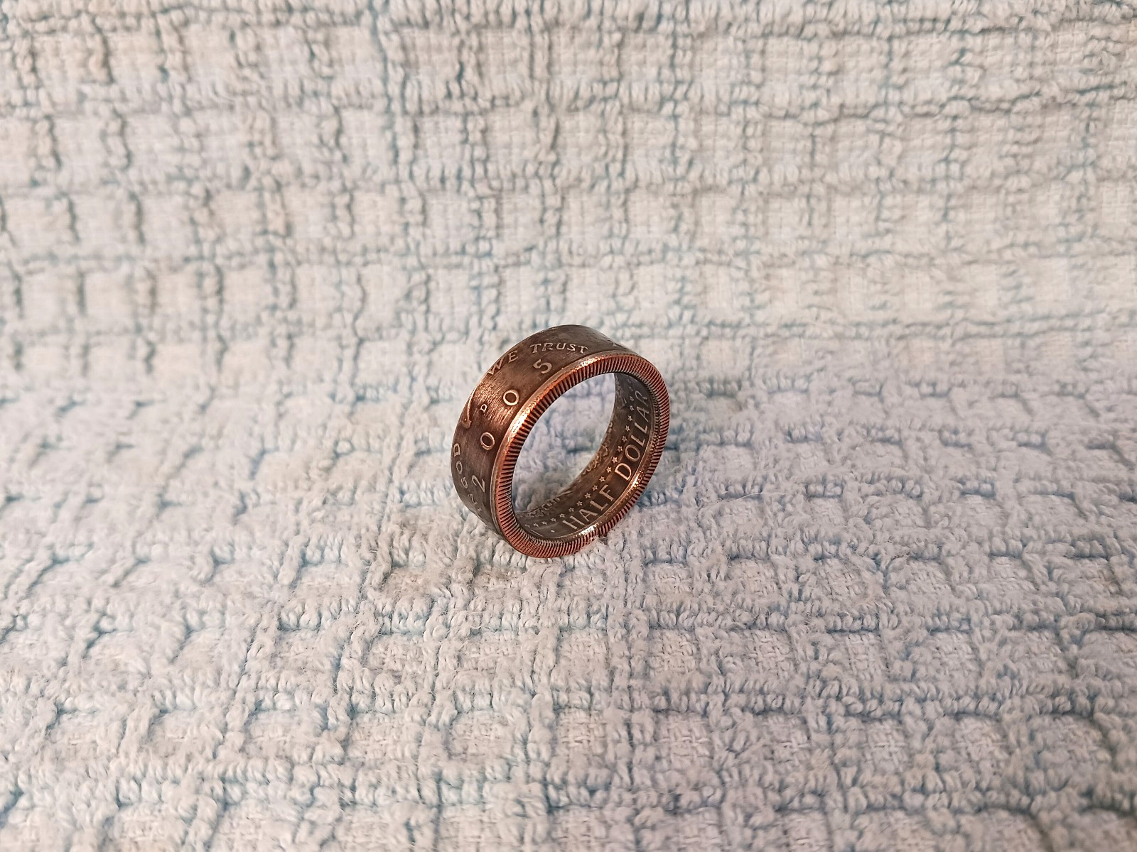2005  Kennedy Half Dollars  size 9-1/2   coin ring  handmade mixed metals